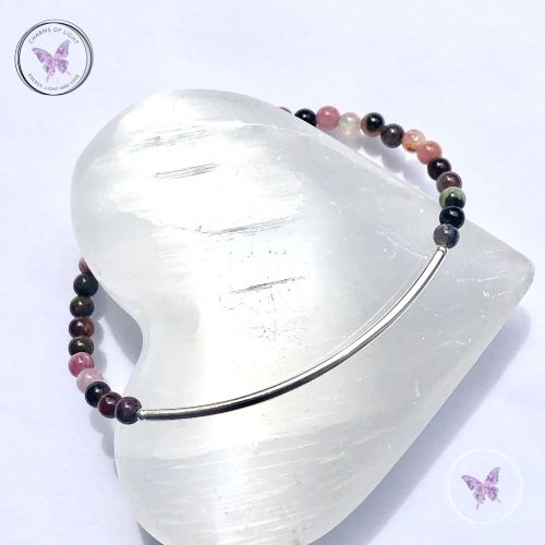 Multi Tourmaline Beaded Tube Bracelet